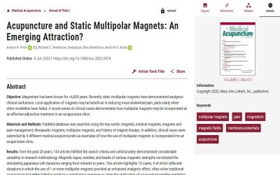 New Article in the Medical Acupuncture Journal on Static Multipolar Magnets