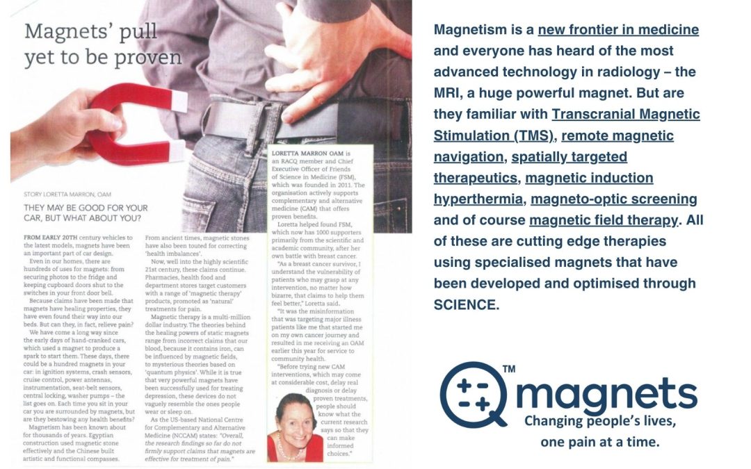Response to RACQ magazine “The Road Ahead” article on magnetic therapy.