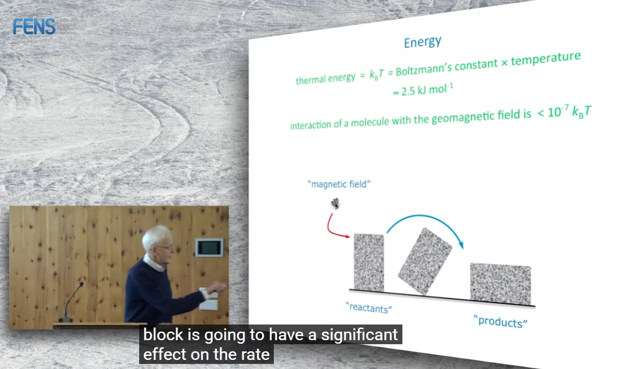 Professor Peter Hore’s illustration captures the puzzle: a tiny magnetic influence appears incapable of moving the much larger “block” of a chemical reaction.